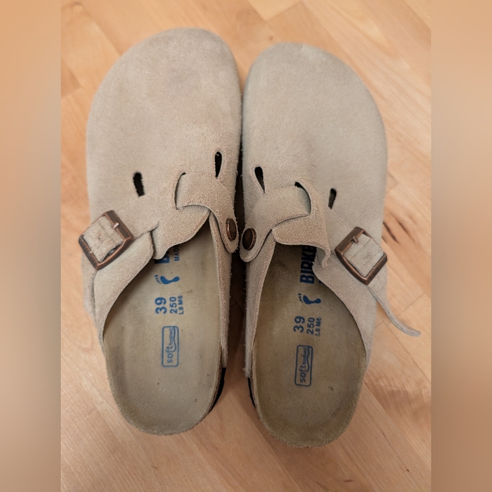 Birkenstock Boston Soft Footbed Suede Natural Tan Size 39 EUC - Picture 7 of 13
